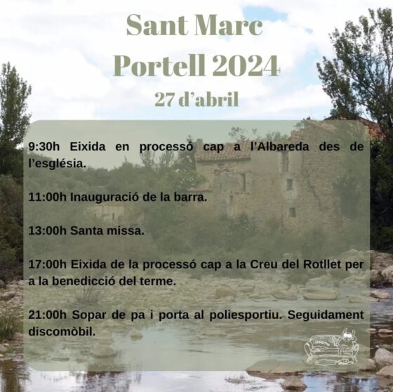 Portell festejará Sant Marc de les Albaredes el 27 de abril