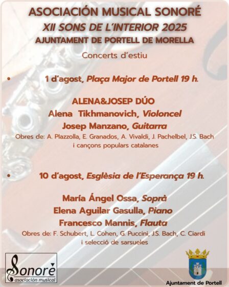 El ciclo ‘Sons de l’Interior’ vuelve a Portell con la mejor música clásica