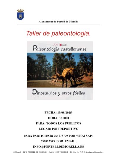 Portell invita a descubrir el mundo de los dinosaurios en un taller de paleontología para todos los públicos