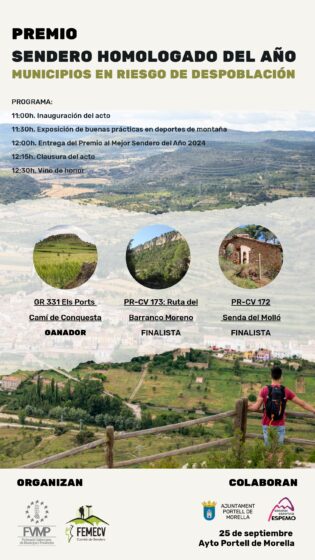 El GR 331 Els Ports – Camí de Conquesta recibe en Portell el premio Sendero del Año en municipios en riesgo de despoblación