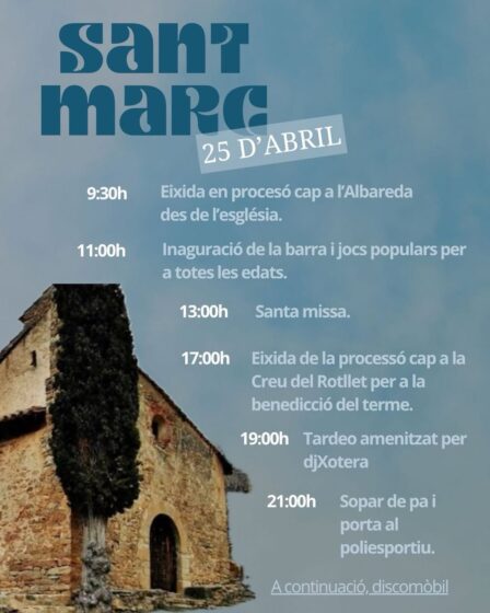 Portell vivirá la romería a Sant Marc el 25 de abril